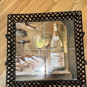 Elegant Wine Tile Trivet with Black Frame